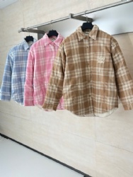 Miu Miu 24FW Faux Fur Checkered Button-Down Jacket